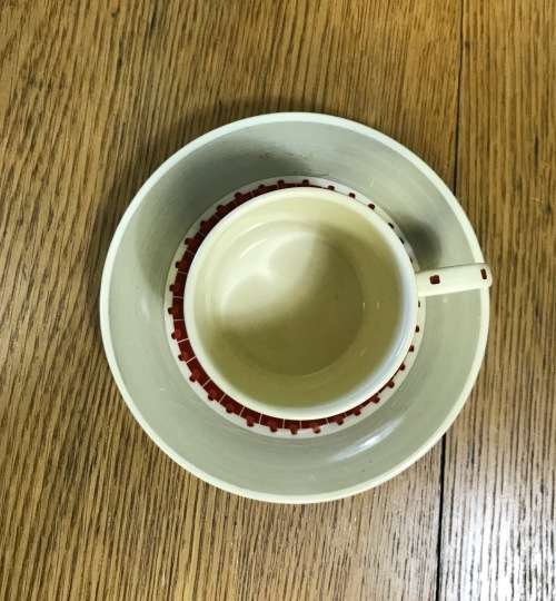 DEMITASSE Cup & Saucer SUSIE COOPER CROWN WORKS BURSLEM ENGLAND COFFEE EXPRESSO MODERN DESIGN!!