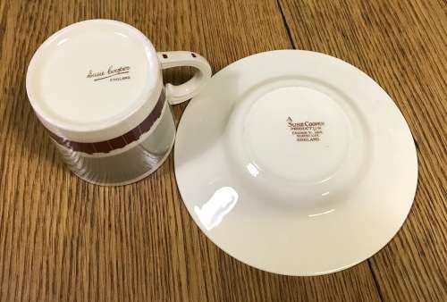 DEMITASSE Cup & Saucer SUSIE COOPER CROWN WORKS BURSLEM ENGLAND COFFEE EXPRESSO MODERN DESIGN!!