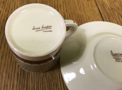 DEMITASSE Cup & Saucer SUSIE COOPER CROWN WORKS BURSLEM ENGLAND COFFEE EXPRESSO MODERN DESIGN!!