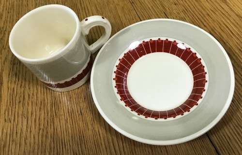 DEMITASSE Cup & Saucer SUSIE COOPER CROWN WORKS BURSLEM ENGLAND COFFEE EXPRESSO MODERN DESIGN!!