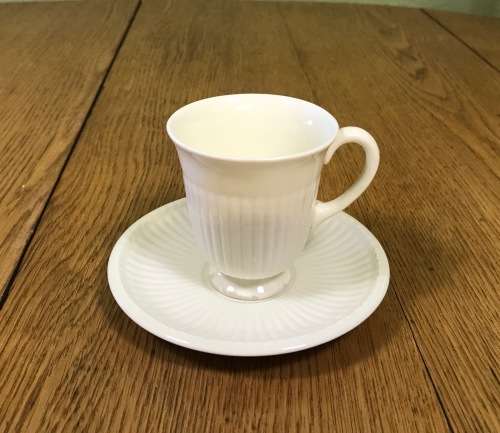 WEDGWOOD ETRURIA and BARLASTON COFFEE DUO DEMITASSE EXPRESSO CUP and SAUCER ENGLAND.