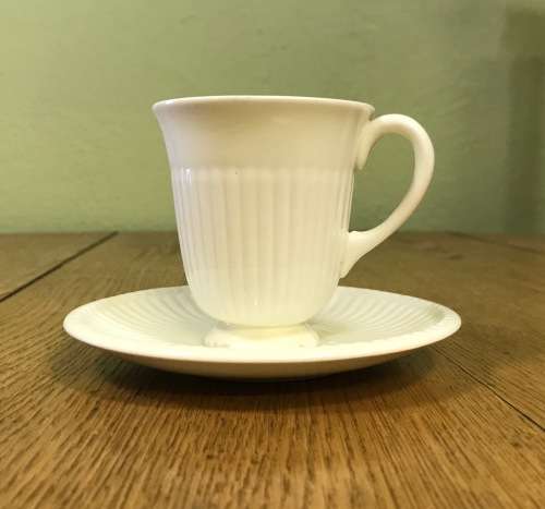 WEDGWOOD ETRURIA and BARLASTON COFFEE DUO DEMITASSE EXPRESSO CUP and SAUCER ENGLAND.