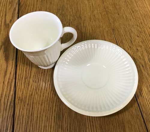 WEDGWOOD ETRURIA and BARLASTON COFFEE DUO DEMITASSE EXPRESSO CUP and SAUCER ENGLAND.