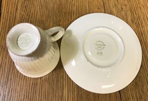 WEDGWOOD ETRURIA and BARLASTON COFFEE DUO DEMITASSE EXPRESSO CUP and SAUCER ENGLAND.