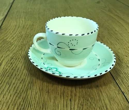 DEMITASSE Cup & Saucer BALMORAL BURLEIGHWARE BURGESS + LEIGH BURSLEM ENGLAND COFFEE DUO EXPRESSO.