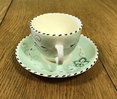 DEMITASSE Cup & Saucer BALMORAL BURLEIGHWARE BURGESS + LEIGH BURSLEM ENGLAND COFFEE DUO EXPRESSO.