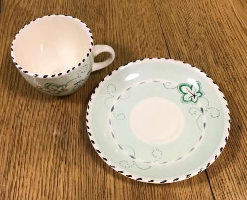 DEMITASSE Cup & Saucer BALMORAL BURLEIGHWARE BURGESS + LEIGH BURSLEM ENGLAND COFFEE DUO EXPRESSO.