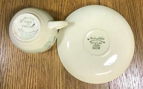 DEMITASSE Cup & Saucer BALMORAL BURLEIGHWARE BURGESS + LEIGH BURSLEM ENGLAND COFFEE DUO EXPRESSO.