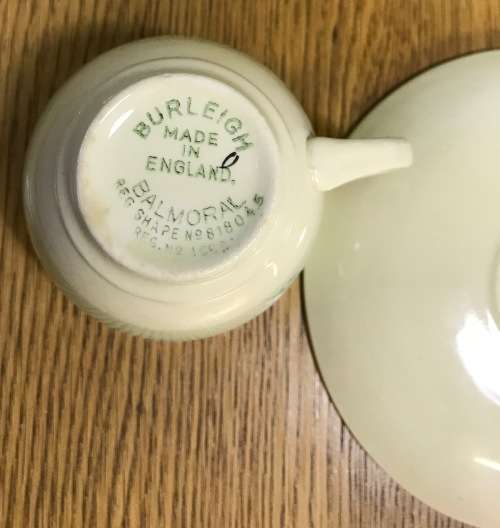 DEMITASSE Cup & Saucer BALMORAL BURLEIGHWARE BURGESS + LEIGH BURSLEM ENGLAND COFFEE DUO EXPRESSO.