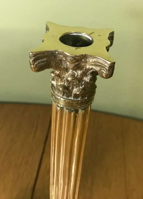 CANDLESTICKS=PAIR of TALL BRASS CORINTHIAN STYLE Candlesticks=STUNNING Pair for any table!!!!=HEAVY!