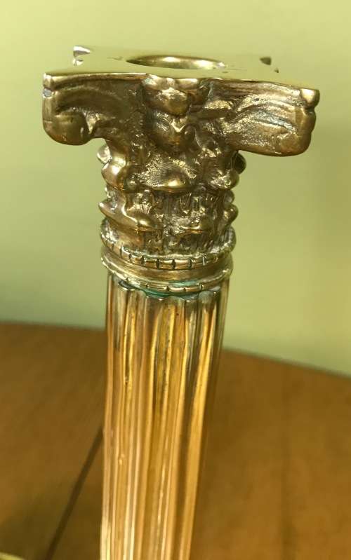CANDLESTICKS=PAIR of TALL BRASS CORINTHIAN STYLE Candlesticks=STUNNING Pair for any table!!!!=HEAVY!