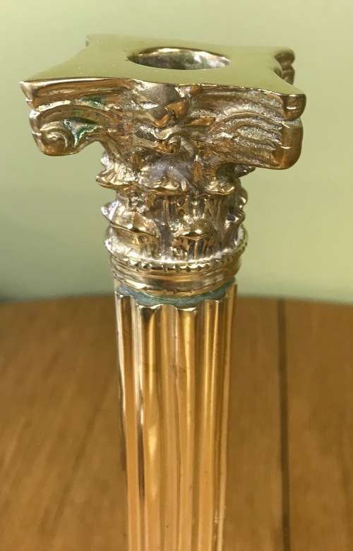CANDLESTICKS=PAIR of TALL BRASS CORINTHIAN STYLE Candlesticks=STUNNING Pair for any table!!!!=HEAVY!