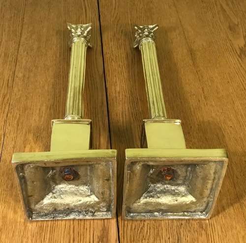 CANDLESTICKS=PAIR of TALL BRASS CORINTHIAN STYLE Candlesticks=STUNNING Pair for any table!!!!=HEAVY!
