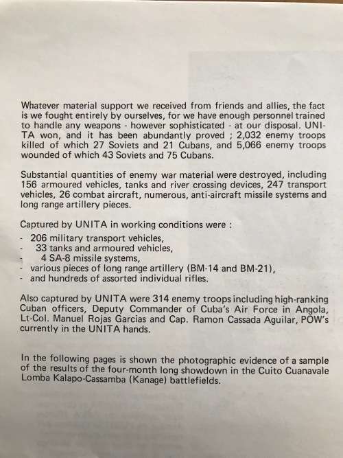 THE EVIDENCE LOMBA-KANAGE 1987 JAMBA ANGOLA 14 November UNITA CUITO CUANAVALE CASSAMBA MPLA SAVIMBI