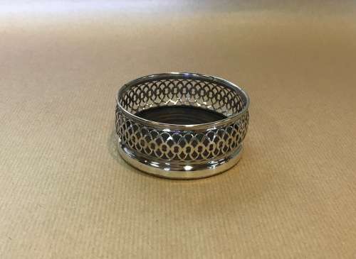 WINE COASTER SILVER PLATED TURNED WOODEN INSERT PIERCED STUNNING DESIGN!!!!