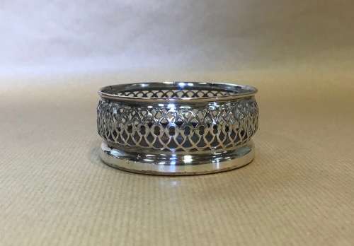 WINE COASTER SILVER PLATED TURNED WOODEN INSERT PIERCED STUNNING DESIGN!!!!
