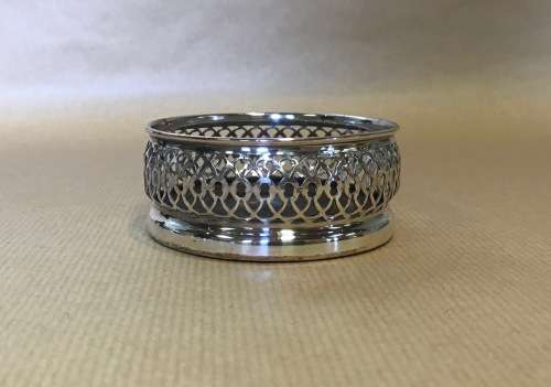 WINE COASTER SILVER PLATED TURNED WOODEN INSERT PIERCED STUNNING DESIGN!!!!