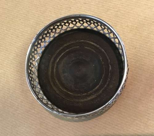 WINE COASTER SILVER PLATED TURNED WOODEN INSERT PIERCED STUNNING DESIGN!!!!