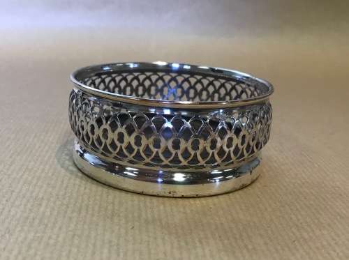 WINE COASTER SILVER PLATED TURNED WOODEN INSERT PIERCED STUNNING DESIGN!!!!