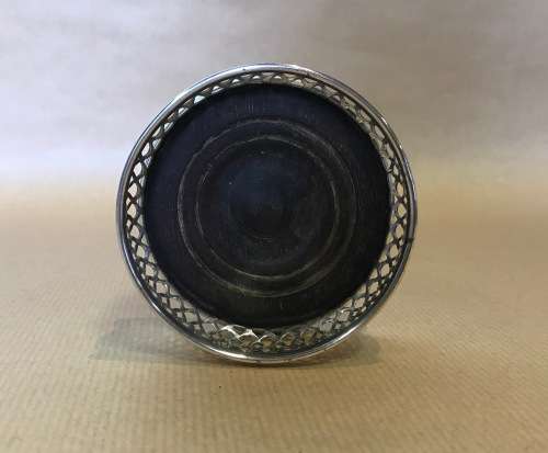 WINE COASTER SILVER PLATED TURNED WOODEN INSERT PIERCED STUNNING DESIGN!!!!