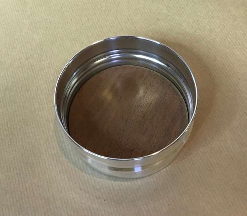 WINE COASTER SILVER PLATED WOODEN INSERT PLAIN with centred RIBBING awesome for your WINE BOTTLE!!!