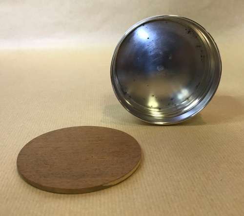 WINE COASTER SILVER PLATED WOODEN INSERT PLAIN with centred RIBBING awesome for your WINE BOTTLE!!!