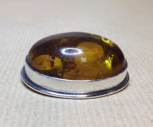 AMBER set in 925 STERLING SILVER PENDANT=HUGE=CABOCHON=TUNNEL for CHAIN/NECKLACE=MARKED=STUNNING!!!!