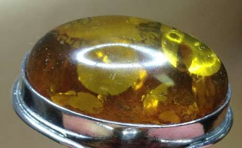 AMBER set in 925 STERLING SILVER PENDANT=HUGE=CABOCHON=TUNNEL for CHAIN/NECKLACE=MARKED=STUNNING!!!!