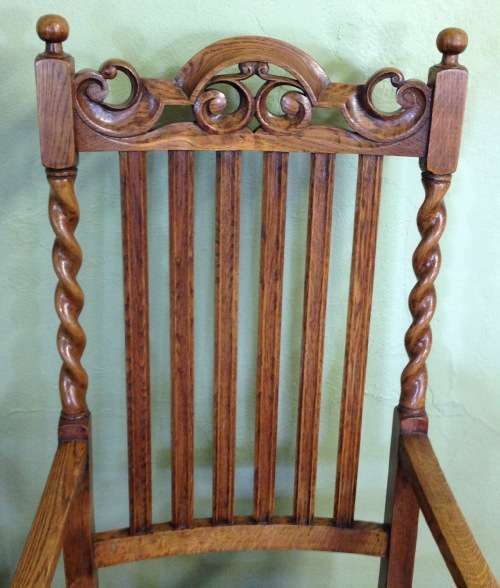 SOLID CARVED OAK BARLEY TWIST ARM CHAIRS x PAIR (2) CARVERS DINING ROOM CHAIRS AWESOME PAIR!!!