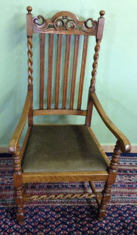 SOLID CARVED OAK BARLEY TWIST ARM CHAIRS x PAIR (2) CARVERS DINING ROOM CHAIRS AWESOME PAIR!!!