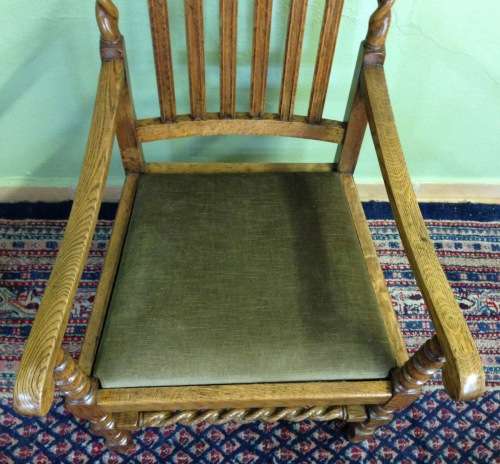 SOLID CARVED OAK BARLEY TWIST ARM CHAIRS x PAIR (2) CARVERS DINING ROOM CHAIRS AWESOME PAIR!!!
