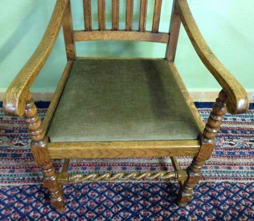 SOLID CARVED OAK BARLEY TWIST ARM CHAIRS x PAIR (2) CARVERS DINING ROOM CHAIRS AWESOME PAIR!!!