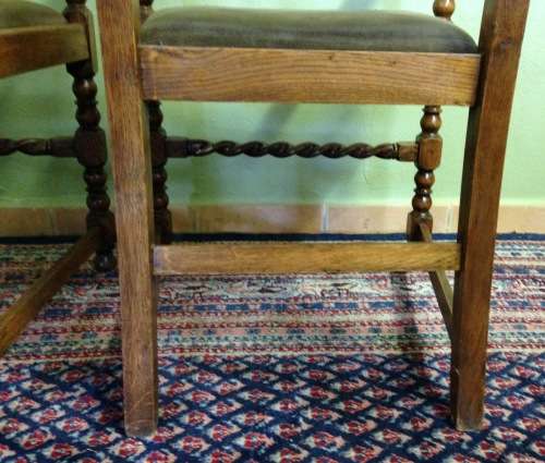 SOLID CARVED OAK BARLEY TWIST ARM CHAIRS x PAIR (2) CARVERS DINING ROOM CHAIRS AWESOME PAIR!!!