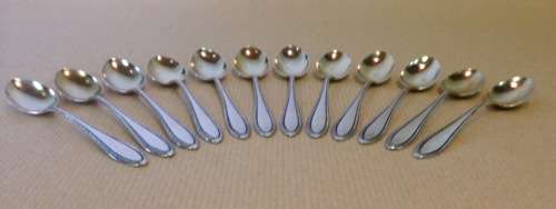COFFEE DEMITASSE SPOONS x 12 800 GILTED STERLING SILVER GERMANY BEAUTIFULLY ELEGANT DESIGN!!!