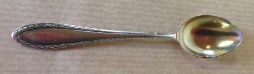 COFFEE DEMITASSE SPOONS x 12 800 GILTED STERLING SILVER GERMANY BEAUTIFULLY ELEGANT DESIGN!!!