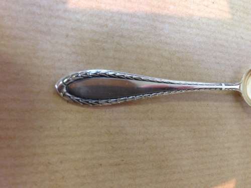 COFFEE DEMITASSE SPOONS x 12 800 GILTED STERLING SILVER GERMANY BEAUTIFULLY ELEGANT DESIGN!!!