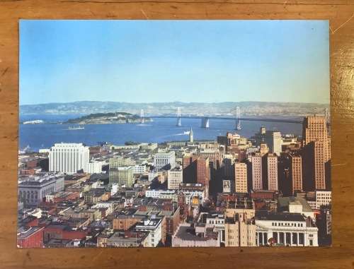 POSTCARD POST CARD JUMBO SNAPPY GOODRICH USA 3 cent CALIFORNIA SAN FRANCISCO OAKLAND BAY BRIDGE rare
