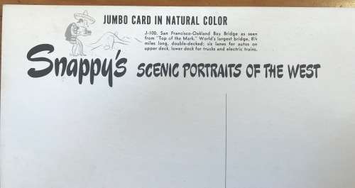 POSTCARD POST CARD JUMBO SNAPPY GOODRICH USA 3 cent CALIFORNIA SAN FRANCISCO OAKLAND BAY BRIDGE rare
