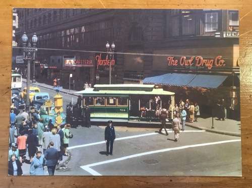 POSTCARD POST CARD JUMBO SNAPPY GOODRICH USA 3 cent CALIFORNIA SAN FRANCISCO CABLE CARS Rare!!