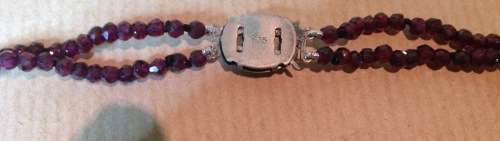 VINTAGE EUROPEAN FACETED GARNET BEAD NECKLACE DOUBLE STRAND 835 STERLING SILVER FISH HOOK CLASP.