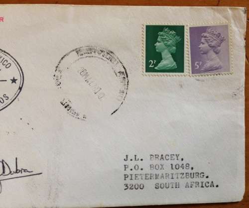 PAQUEBOT COVER ACAPULCO MEXIC0 SIGNED by CAPTAIN 1975 ENGLAND-SOUTH AFRICA M.V. ISLAND PRINCESS SHIP