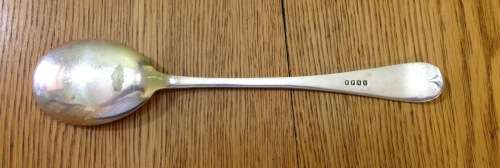 SILVER PLATED SERVING SPOON LONG EPNS HEAVY SIMPLE PATTERN and DESIGN.