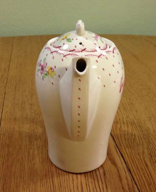 SUSIE COOPER PRODUCTION PRINTEMPS 1293 COFFEE SET CROWN WORKS BURSLEM ENGLAN KESTREL SHAPE POT.