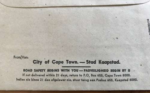 REPUBLIC of SOUTH AFRICA RSA POSTAGE PAID CAPE TOWN 1975 ELECTRICTY ACCOUNT ENTIRE!