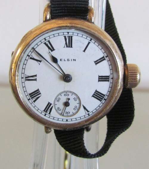 WATCH=ELGIN Half Hunter Case Vintage Wristwatch=1921=3/4 Gold Plated=Serial N 23130888=Keystone Case