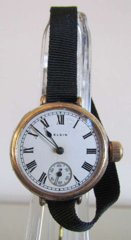 WATCH=ELGIN Half Hunter Case Vintage Wristwatch=1921=3/4 Gold Plated=Serial N 23130888=Keystone Case