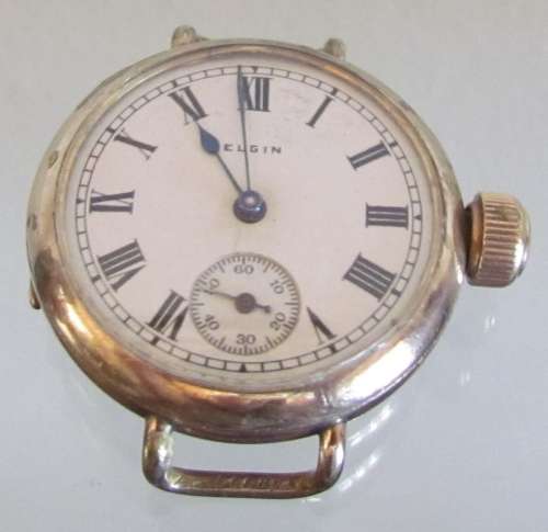 WATCH=ELGIN Half Hunter Case Vintage Wristwatch=1921=3/4 Gold Plated=Serial N 23130888=Keystone Case