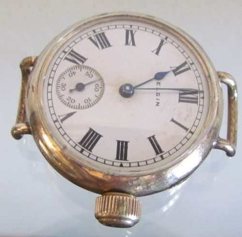 WATCH=ELGIN Half Hunter Case Vintage Wristwatch=1921=3/4 Gold Plated=Serial N 23130888=Keystone Case