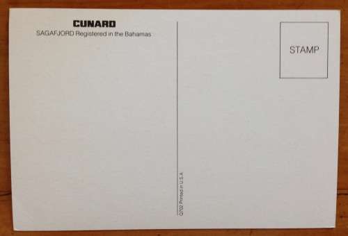 POSTCARDS x 2 POST CARDS CUNARD SAGAFJORD ADVENTURER SHIP STEAMSHIP PASSENGER CRUISE LINER