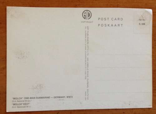 Postcard Molch One-Man Submarine Germany WWII World War Two Art Publishers.